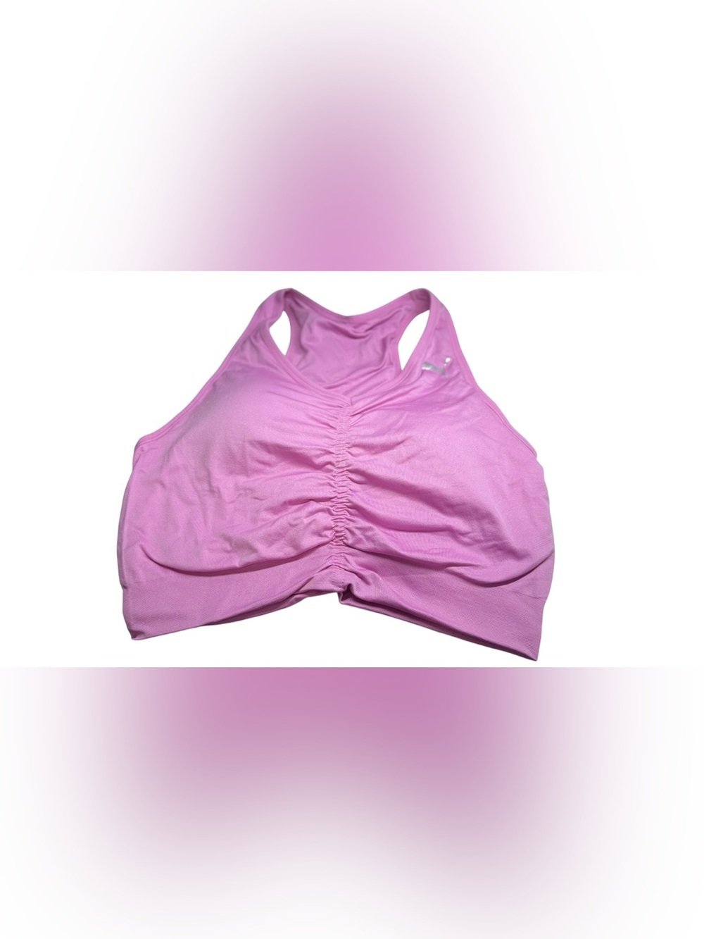 Puma Ruched Front Strappy Back Sports Bra Pink Medium M